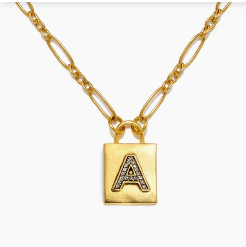 Sequin Padlock Initial A Necklace - image 1